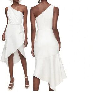 Anne Barge LWD J’adore Silk White One-Shoulder Scuba Crepe Dress
